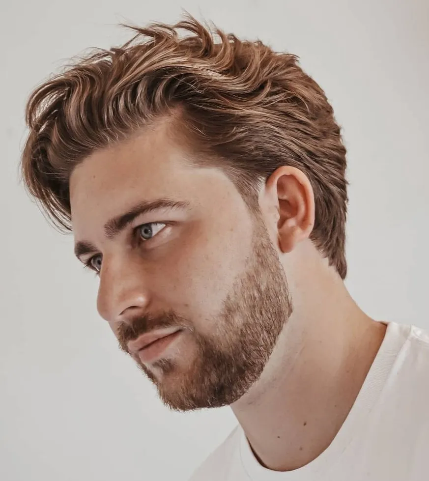 15 Broflow Hairstyle Ideas: The Perfect Blend of Rugged and Refined 11 1 male fair hair flow haircut 1