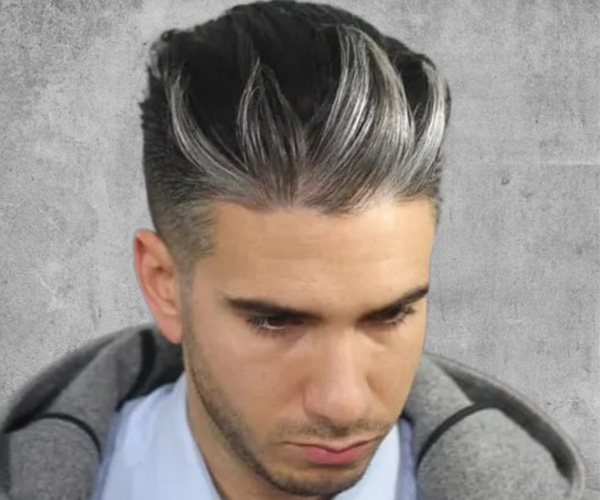 15 Bold Highlight Ideas for Men: Stand Out with Statement Hair Colour 9 22 Silver Hair Highlights on Sleek Black Hair