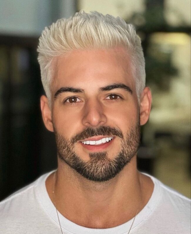 16 Brad Pitt Hairstyles: Iconic Looks That Shaped Men’s Style 13 Bleached High and Tight 650x793 1