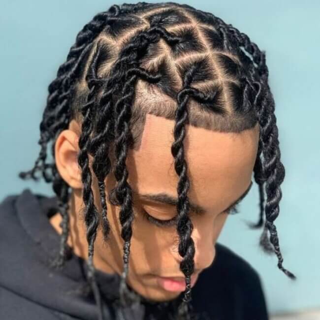 14 Stunning Twist Styles for Modern Black Men: Versatile Looks for a Confident Identity 4 Cornrowed Twists for men styles 650x650 1