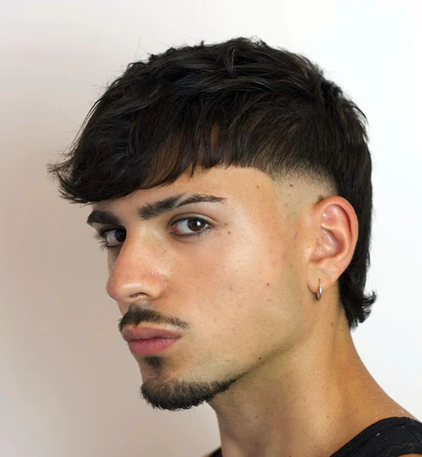 16 Taper Fade Mullet Styles: Retro Reimagined for the Modern Man 6 Faded Mullet with Fringe