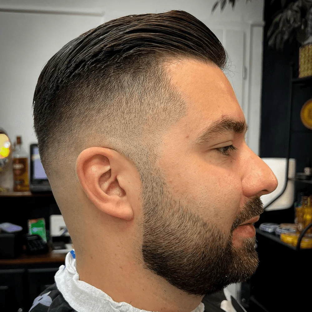 16 Stylish Haircuts for Men with Beards: A Modern Grooming Guide 6 High fade slick back haircut 1