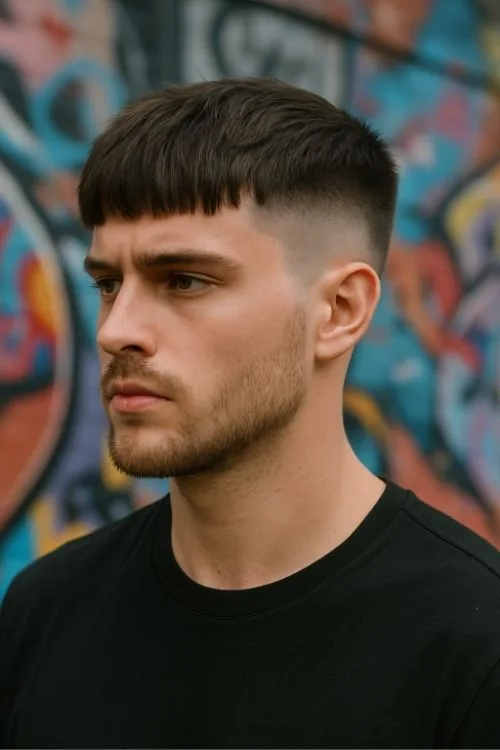 15 Stylish Caesar Cuts for Men: Timeless Looks for the Modern Gentleman 10 Long Fringe Caesar with Undercut