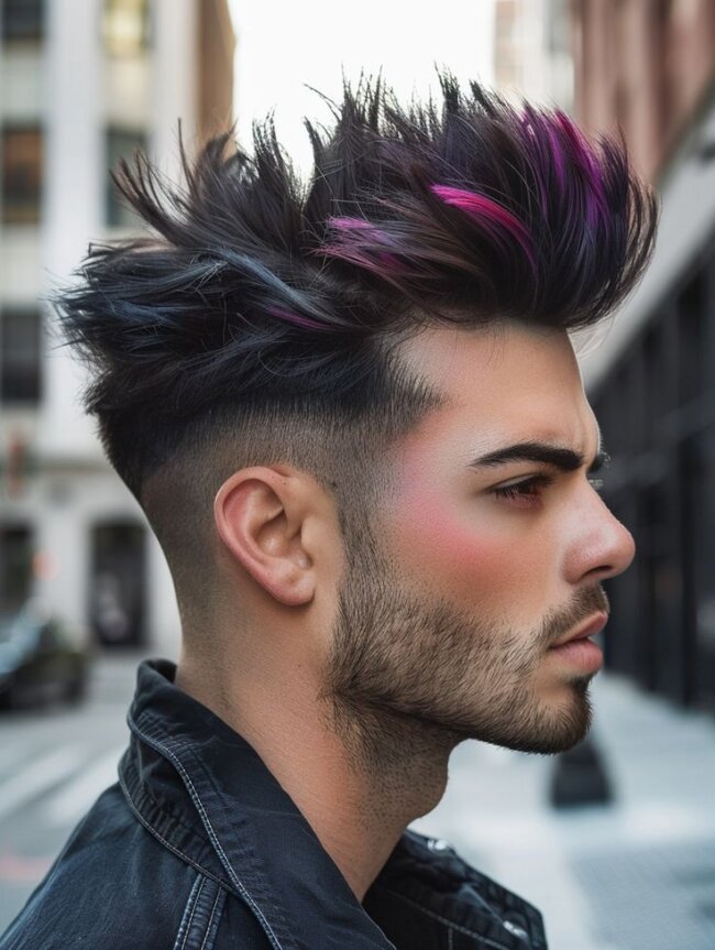 18 Modern Punk Hairstyles: Edgy Looks with a Contemporary Twist 10 Neon Pulse Fade 650x863 1