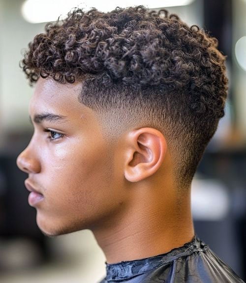 15 Stylish Caesar Cuts for Men: Timeless Looks for the Modern Gentleman 6 Short Curly Hair with Low Burst Fade