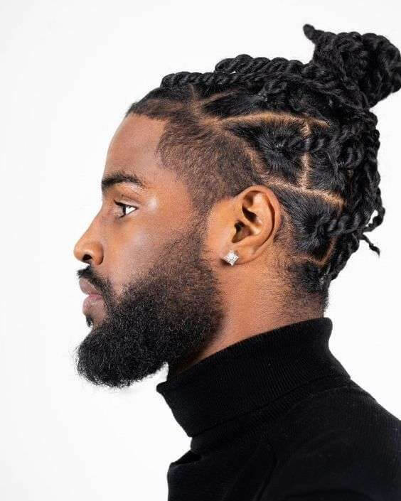 14 Stunning Twist Styles for Modern Black Men: Versatile Looks for a Confident Identity 5 Twist Bun for men styles