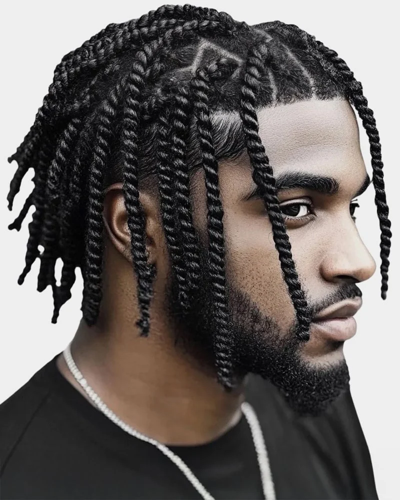 21 Stylish Twist Hairstyles for Black Men: A Definitive Grooming Guide 21 black twists fade 6