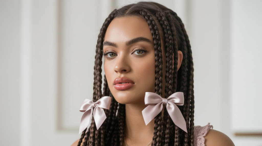 How to Style Knotless Braids with Bows