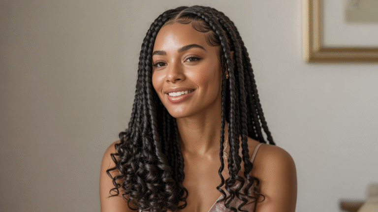 How to Style Knotless Braids with Curls
