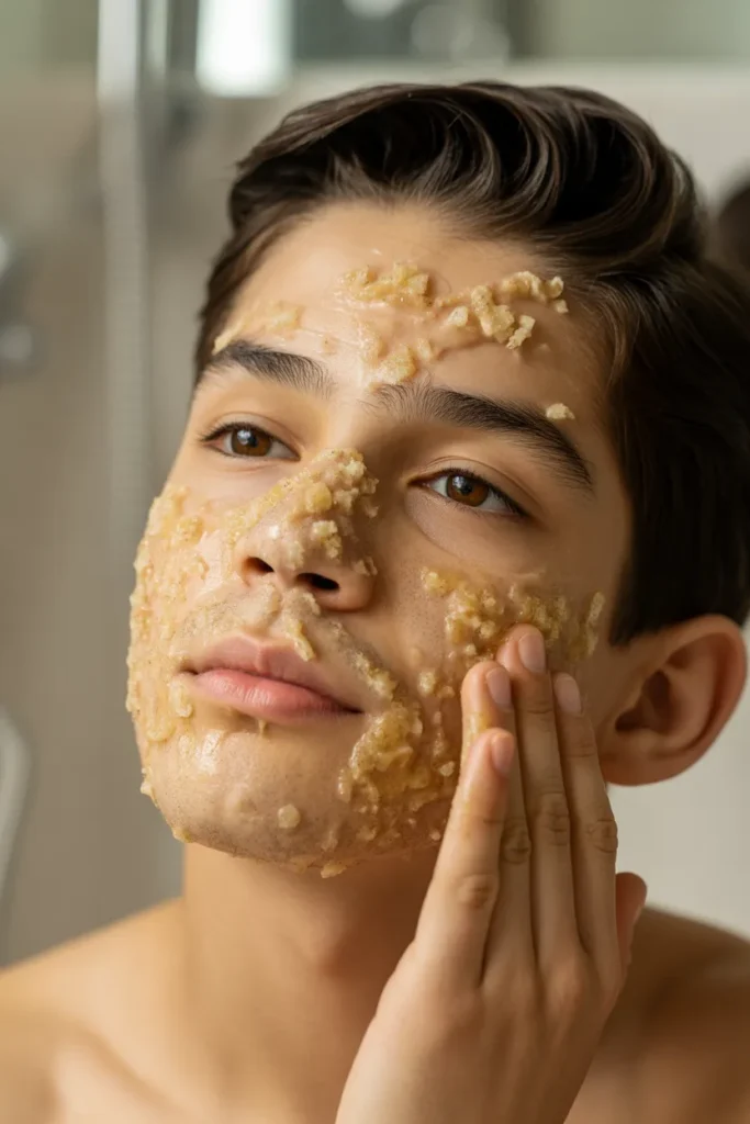 a close up of a boy gently exfoliating h oVdxHgvJSqSWDxbU6n9BtA yGMd2mCjQa toHmL3Z6rA
