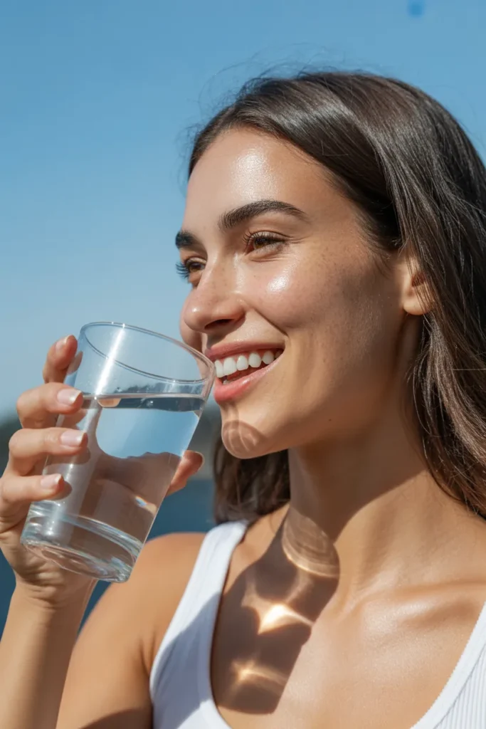 a woman drinking water and smiling with zZvbQgAlTkq53j7e1CB1ZQ uKXVA4 WR1q wuGUvJYjjw