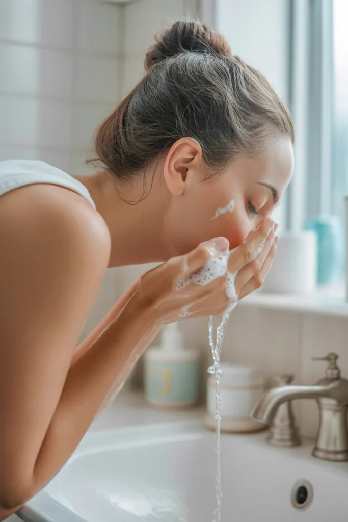 a woman gently washing her face with wat k2Bk41HRya w9smW30Irg d7T8IV7bR S uoosyH8EDw 1