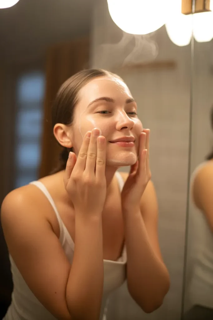 a woman washing her face with a mild cle KiSDuULQsyB9qHTgOORaQ iPjbg2XjSl hqfxADBIaeg