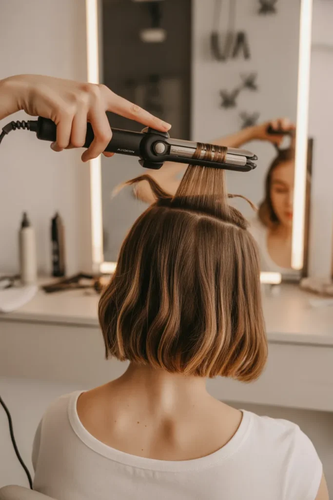 a woman with short bob hair curling sect lygxaF ARh2WyX517AsKIw e2IInnyzT9Cl1CYat2sChw