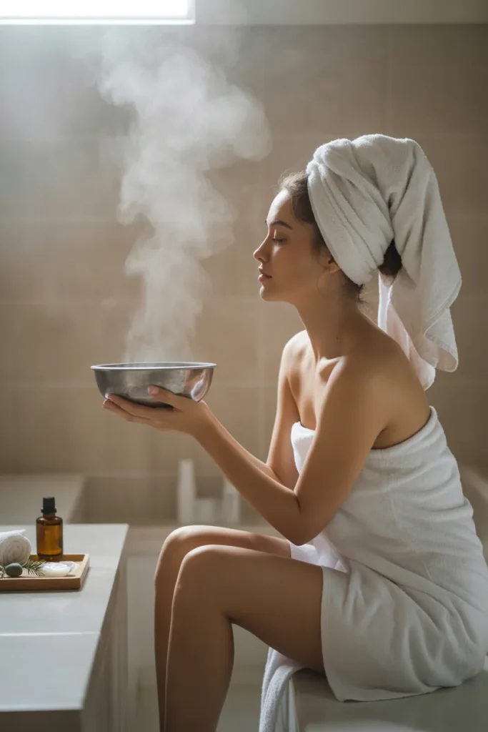 young woman sitting with a bowl of steam Ihoy7pVuRnezozTBhAdpvg oihcLbLDS WVLsv3bST0GA