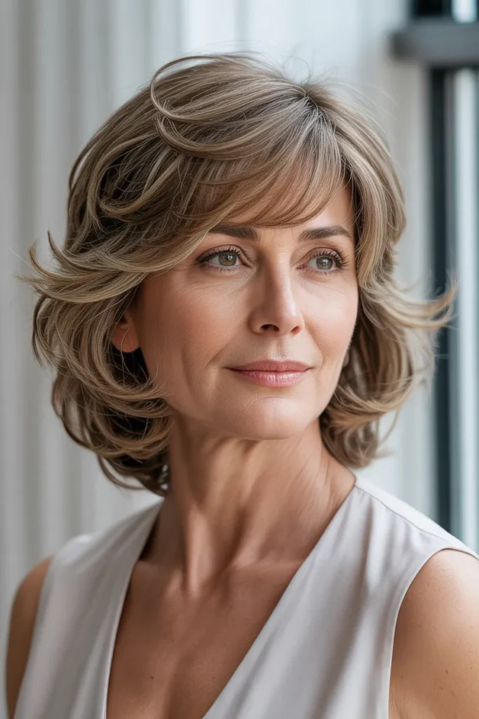 a feathered mom cut with wispy layers so Ii5QCYu1SOC3cTi5XurXkw rAcCqkEwRrGHZEt6otOujg