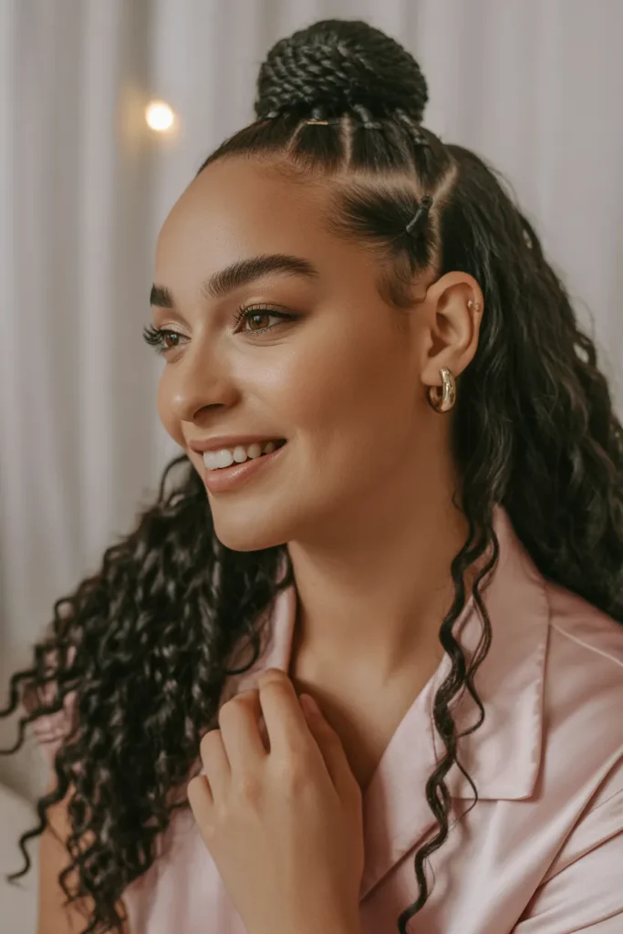 a half up half down hairstyle on a black SQda2NXCTlW8nTWgY6rNxA x S7wHnmSVyUsoDWeesWIA