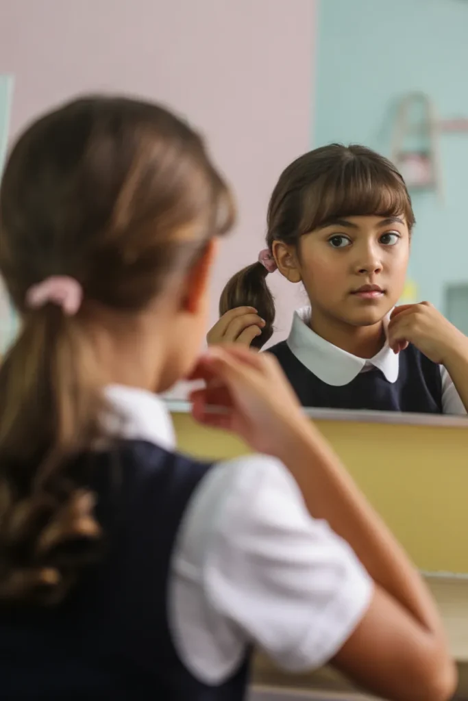 a school girl styling her hair in a neat RSDquioDQDSxMISmPGRutg N39oGnOQQkqjZOgoJSLQ1Q
