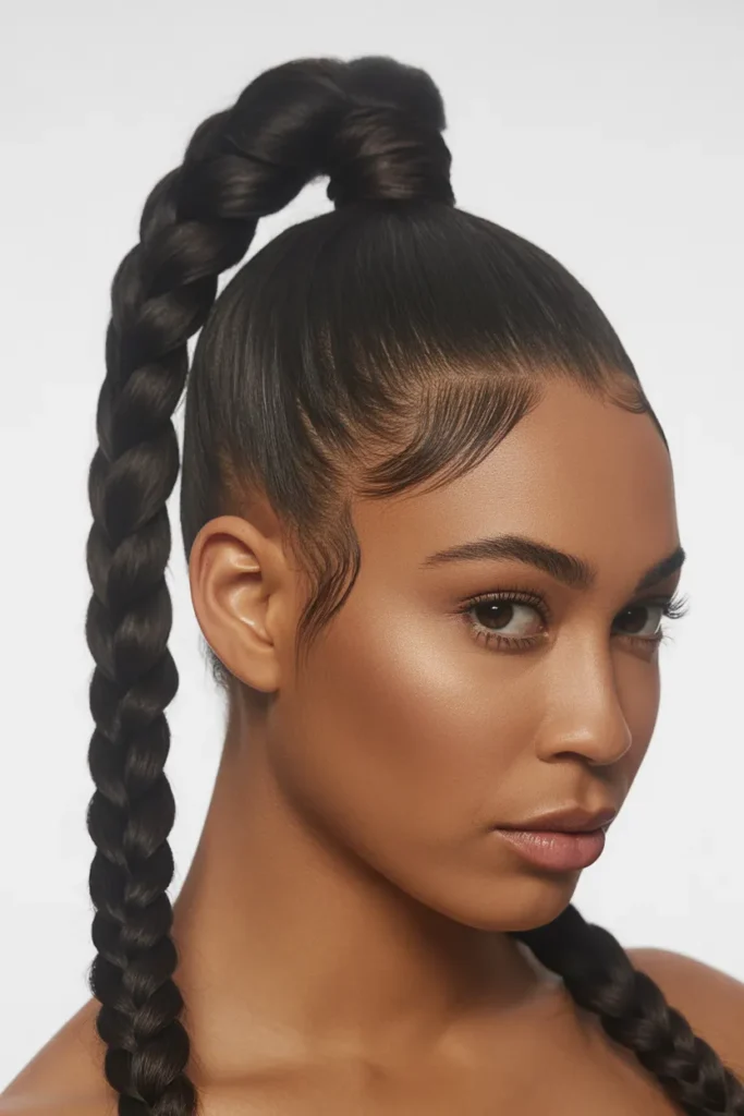 a sleek high ponytail hairstyle on a bla NmSwo2TRRqeeWYMfv5jMFA tTn8xWW5SRePCEN5cyfgbA