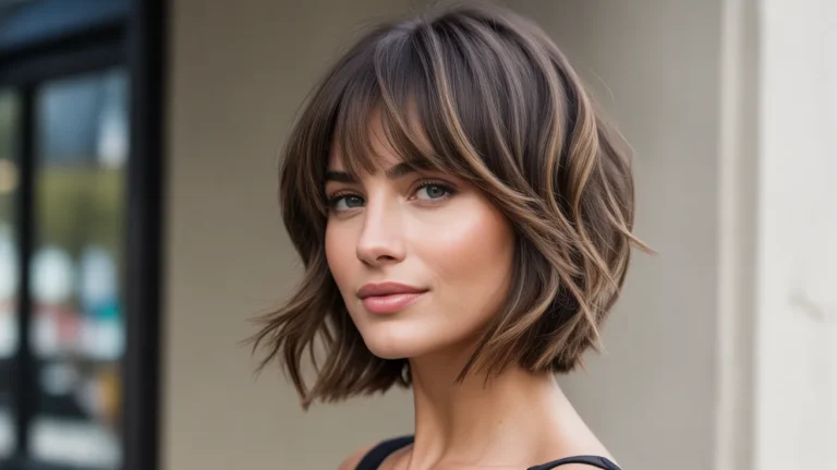 shaggy lob with bangs round faces