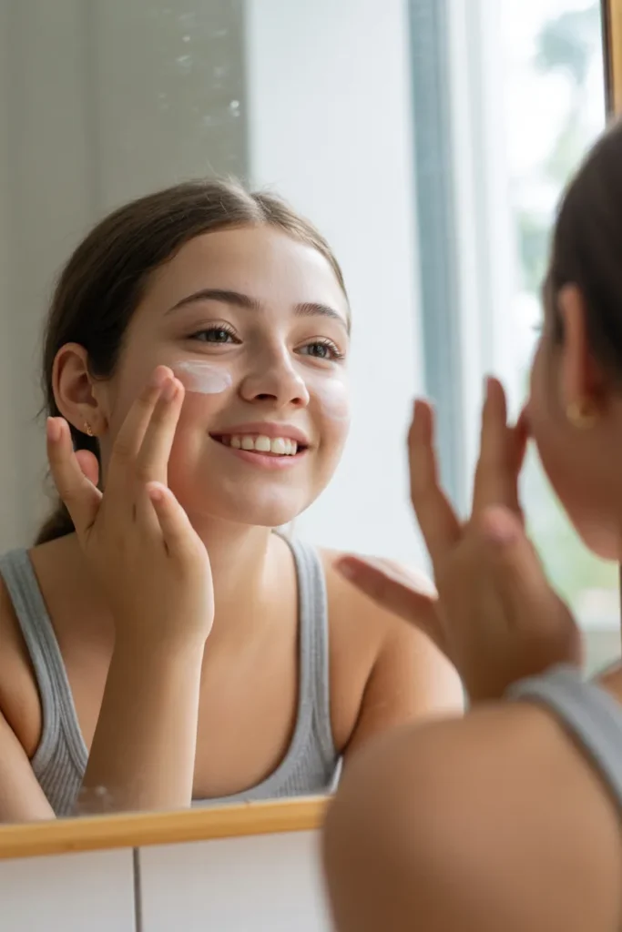 a teenage girl gently applying sunscreen J0astSzYSkmnGkwx1c7Vuw qK joUVOQdyXRP6XA0pAtg