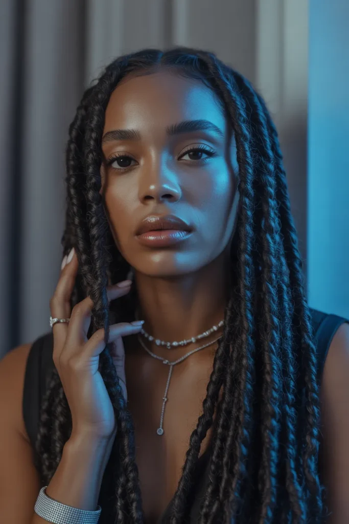 a woman with midnight blue locs that app fFKf3zfbTg 41iBy8xdvkA 6YyO7Zf2Sz6QOUYDAgcRzA