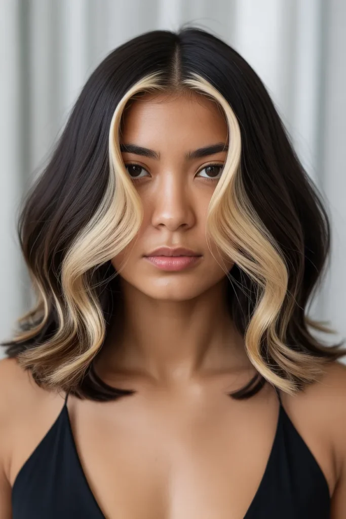 black hair styled with a perfect middle GZ5hxsN2SJ6gRoG6pLlvDQ thZTDgaaSNS9OJMgReu6SQ