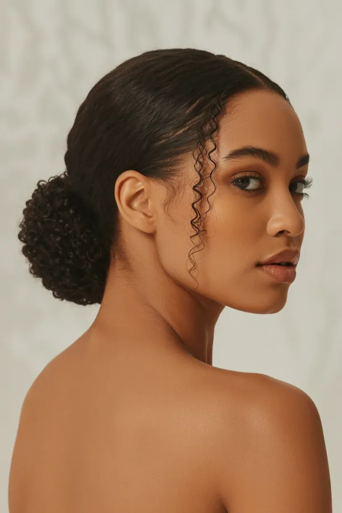 black woman wearing a low bun hairstyle DLKqv9UmTn21LUX7OreHgg n62yCS0RRBiVXX ietCFKQ