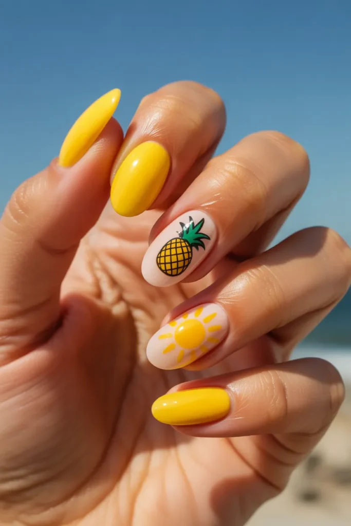 bright sunny yellow summer nails with pl vEGzglqaQDC O3i 9fN6cw VoO7 YT5Raqat2bBG56HXA