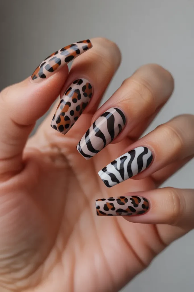 18 Stunning Coffin Nail Designs to Elevate Your Style Game 14 coffin nails featuring leopard and zebra fpmLtcNBRtyP mSuFAT5Qw t6ufoGDKQLeL1XlAQNzczQ