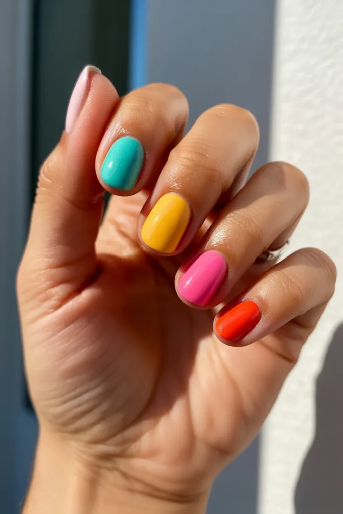 colorful rainbow summer nails with each NCnI2I76QM6Ncc9gUOSXxA fXUGzoupSkW7j34c 58LfA