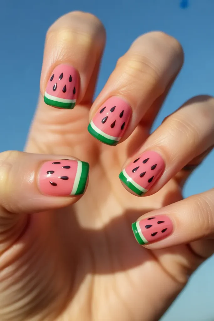 20 Summer Nails Square: Trendy Ideas to Keep Your Nails Chic This Season 14 cute square nails designed like watermel eZ1jUF2lTdu8wmbIyCO7hw h2ZScn4kSAu ISOu 1uPCg