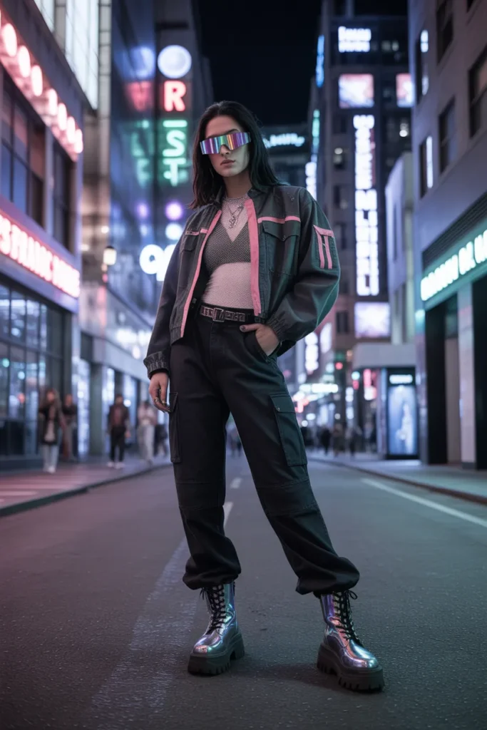 cyberpunk streetwear outfit featuring bl srED 7SwTGSqJL1XSqdtVg ovBhjQ9xSPOCnKIiMk5iaQ