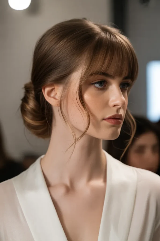 25 Curtain Bangs: The Ultimate Guide to Flattering, Chic Hairstyles 26 elegant updo hairstyle with curtain bang 7G4H11YpThi4oSlTID6wjA mp1sr XNQ2yDNm S45OqjA