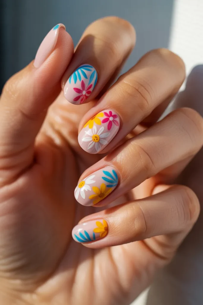 feminine floral summer nails with daisie SGYEEZBRRiGnlm17j lxfg ZDZAbOSgSlK35AW6rKU15g
