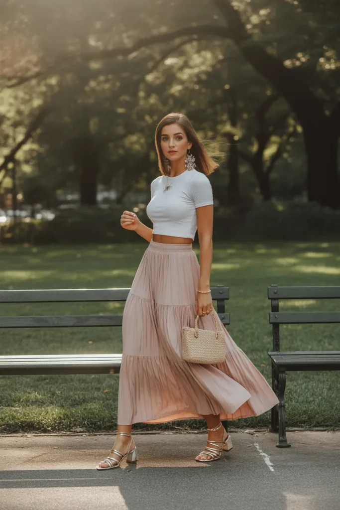 flowing maxi skirt paired with a cropped UGAHCxihSNWcL4Kzy 8AVQ 8F MlppNQd6CuB7QijI6Dw