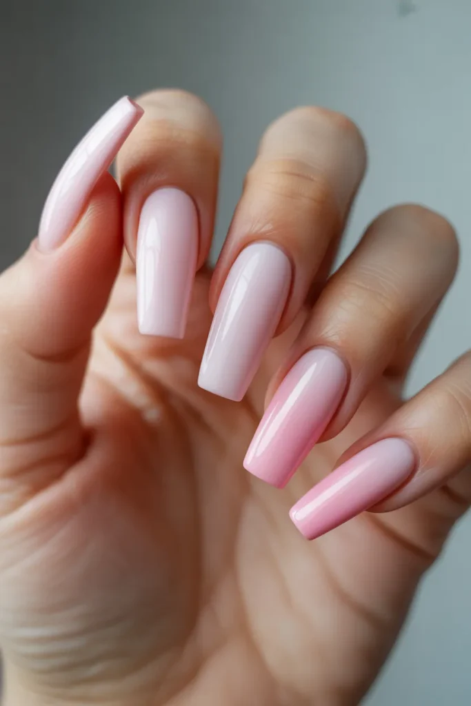 18 Stunning Coffin Nail Designs to Elevate Your Style Game 3 long coffin nails featuring a soft pink gUxVsF8lQNOrLjmX5D63XA 16r9Ewl TKS96EaaYWXOYg