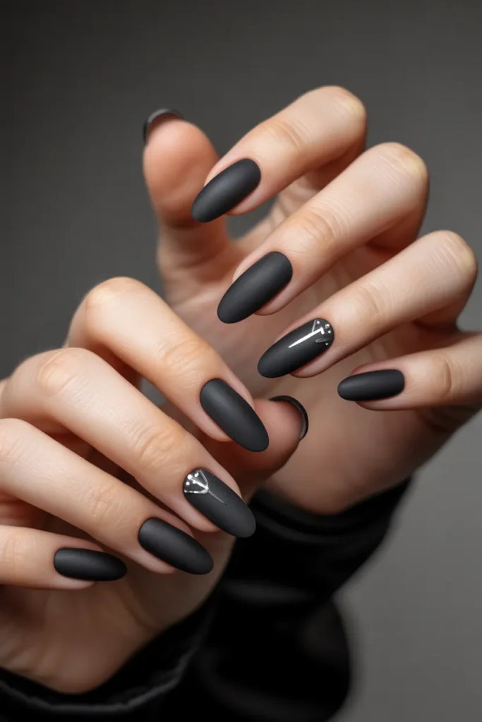 matte black almond nails on stylish femi 48wQe7bwS9ihtbAcznERxA hryPS91RQJmqStHRqwk6Vw