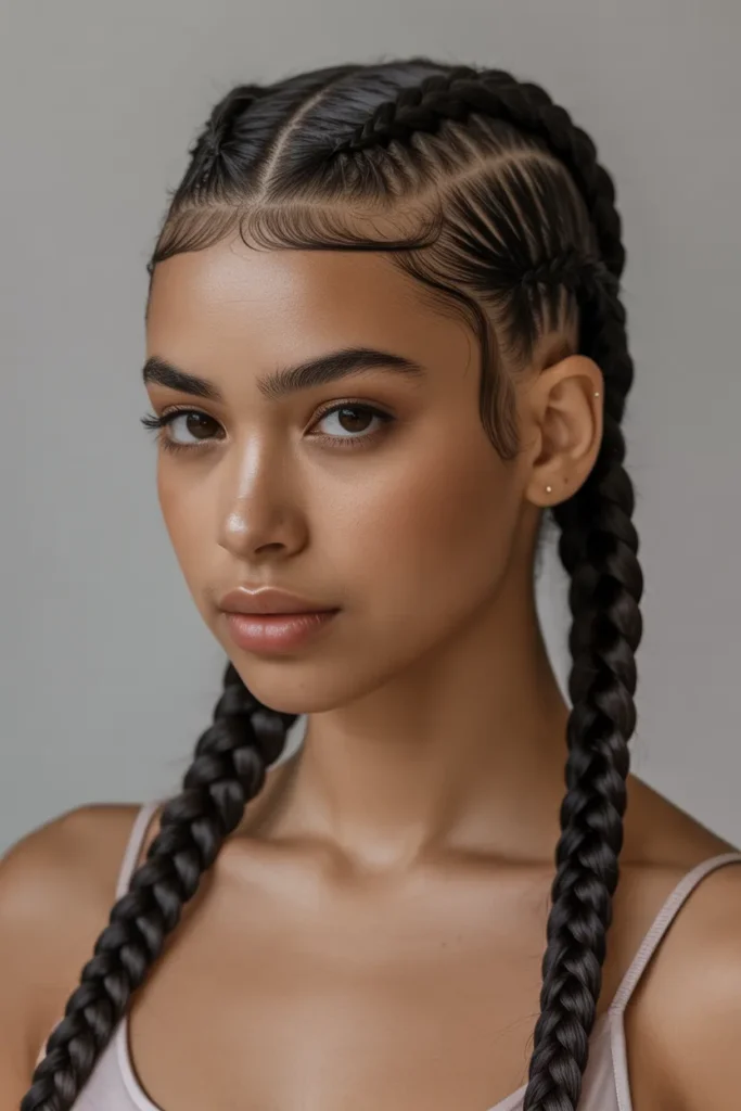 25 Goddess Braids That Define Timeless Beauty and Modern Elegance 10 modern hairstyle portrait focusing on pe 0ADMzzVFTaG3ODrvRbNw7w lITl LmTSl e43vU9G58 A