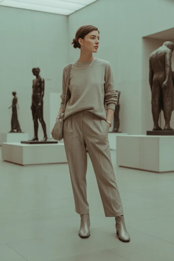 museum visitor wearing beige tailored tr 198JkR3iRHeN0PiJi4DHFQ gxk6BAFCQgqZRyW9Ij5TVg