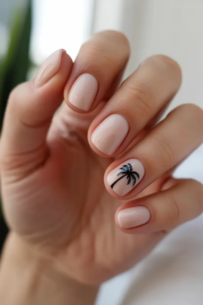 nude summer nails with one accent nail f ldMBjHo6SjyaCMjHQo6sNA 7vGo8 glR 6CH145INCRSg