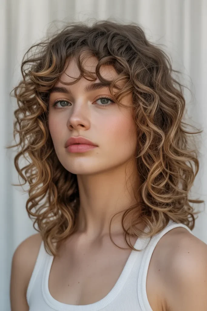 25 Curtain Bangs: The Ultimate Guide to Flattering, Chic Hairstyles 6 portrait of a woman with naturally curly zGRoSmfUS16JIk 3ymokeQ 9FgLt JNTdiGqSEriRk10w