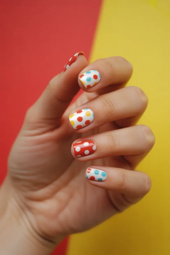 retro summer nails with colorful polka d htQ2ZIGsQ3qjPcsbXVXylA SCOeeynmR5OqABW0 NlMAw