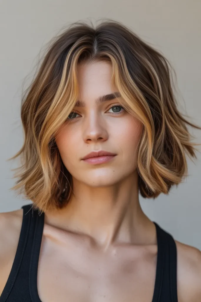 shoulder length haircut with bold chunky 5YZo7uGqTIOu43pugKJFaA 44lMpWLMTKS9d4ssRGoUmg