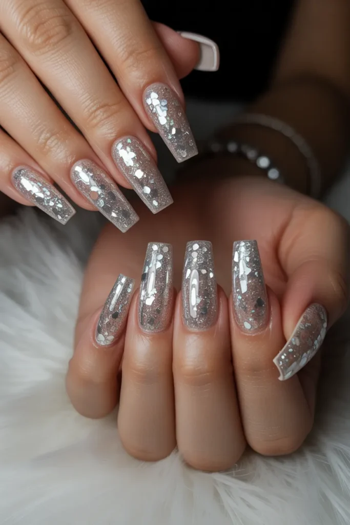 18 Stunning Coffin Nail Designs to Elevate Your Style Game 6 sparkling glitter coffin nails with silv TMftoHrIQRCf 53ftgwsXA F 11XUWRSKSc9xOK714L3w