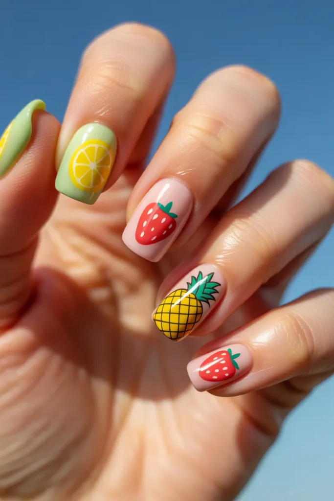 20 Summer Nails Square: Trendy Ideas to Keep Your Nails Chic This Season 15 square nails featuring lemon strawberry zsFQ2B kSPuejUAqG3ksJA J88d1ZFER5W7TlxjawkGsQ