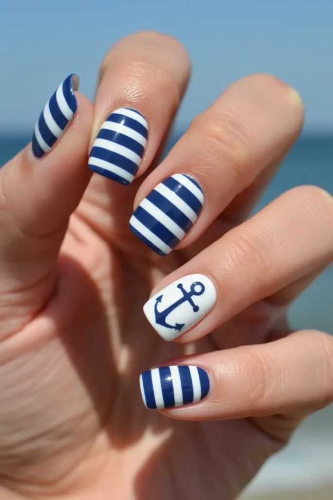 20 Summer Nails Square: Trendy Ideas to Keep Your Nails Chic This Season 11 square nails with navy blue and white na YmaaIAGBSSiXh5JL6VHvFA 7pGs2AHNRGqhKg09wdWSOw