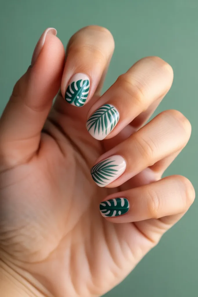 tropical leaf summer nails with palm and 6gzCA1WPTCi1CvTrCOpHBA 8 g io41To2baJkaRIFDVA