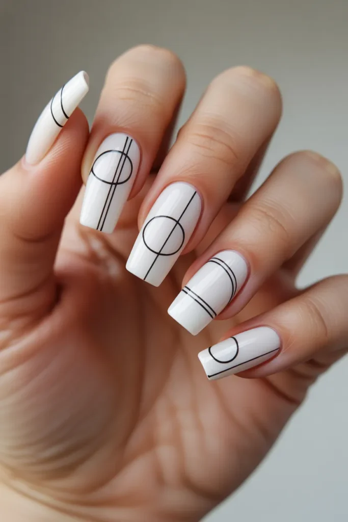 18 Stunning Coffin Nail Designs to Elevate Your Style Game 5 white coffin nails decorated with thin b y5dXRE2jTb NHOvGzOMOZA aUWPPuynSi2BmTPxY mdXA