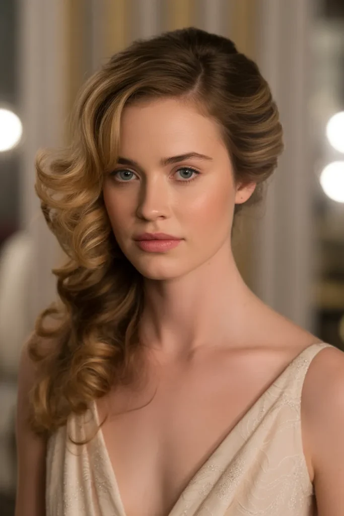 woman with classic curled half up half d Bs2WqHwRQ761TH ZgWV7Jg 3cmFQ28vQAqquNsWW1nGZg